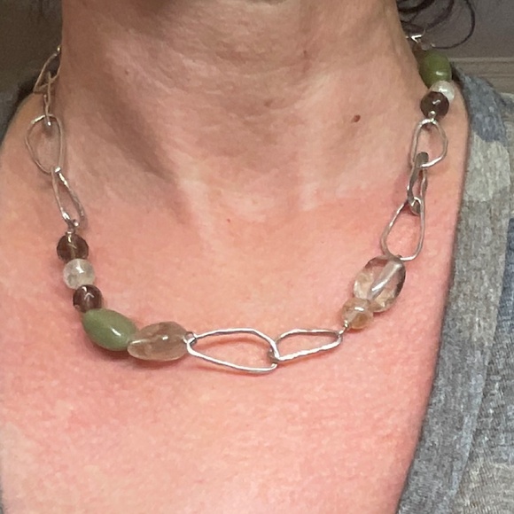 Silpada Sterling Silver Jade Citrine Smoky Quartz Necklace - Picture 1 of 8